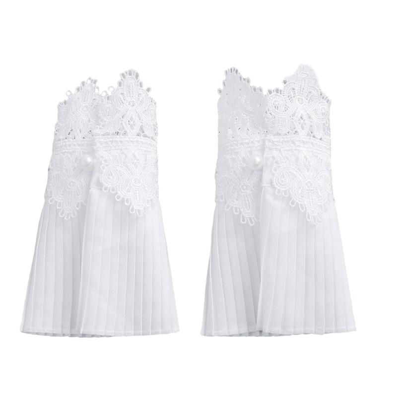 Elegant Pleated Lace Arm Sleeves Embroidery Flower Arm Cuffs Extension Sleeves For Women Formal Event Dress Accessory 1