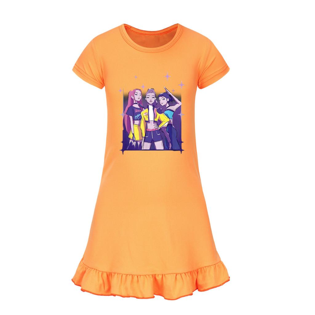 5162 Kinder Mädchen Mira Zoey Rumi Bedrucktes Rüschen Kurzarm Freizeitkleid