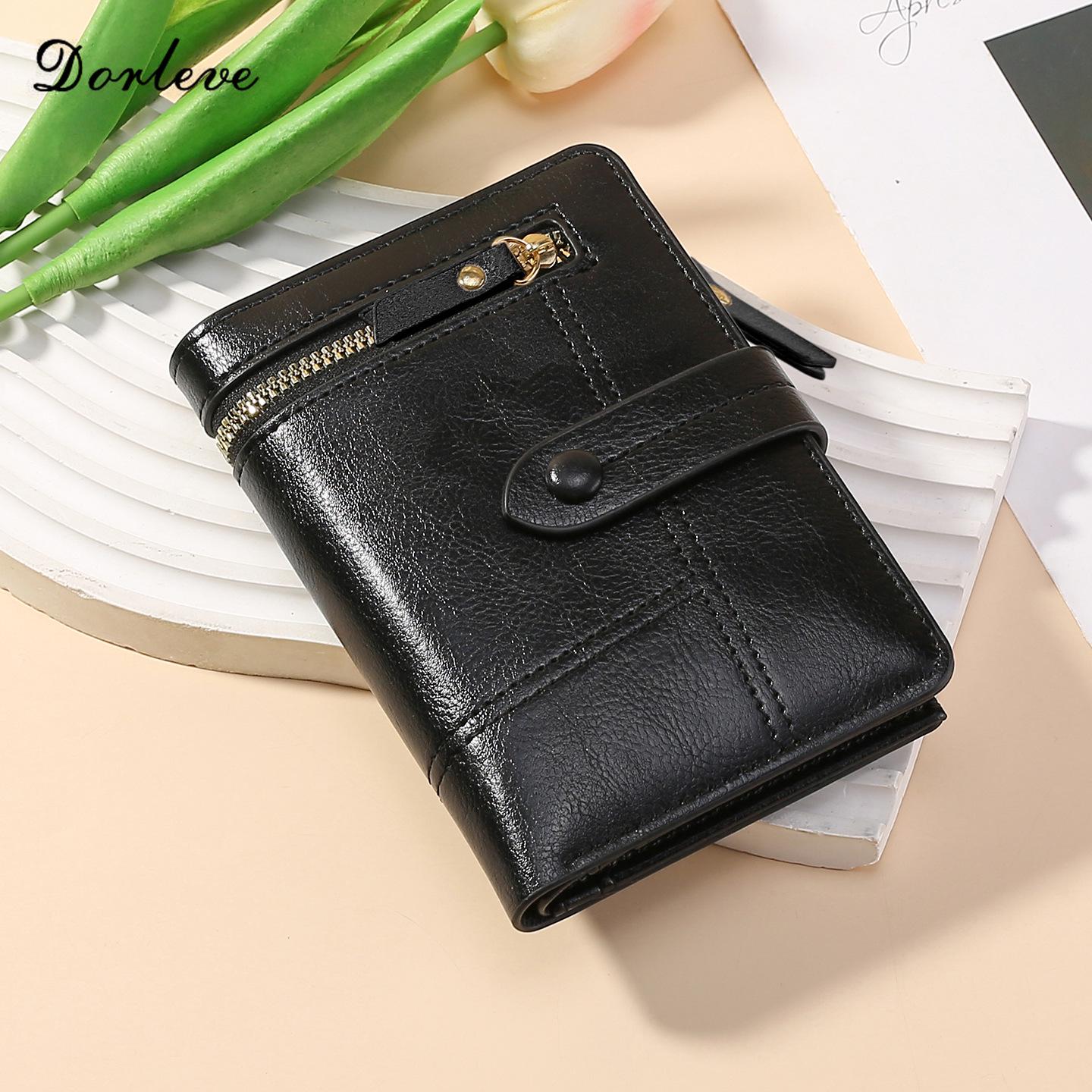 

Women s 2025 Korean Style Soft Leather Short Wallet - Large Capacity Folding Clutch Coin Purse чорний