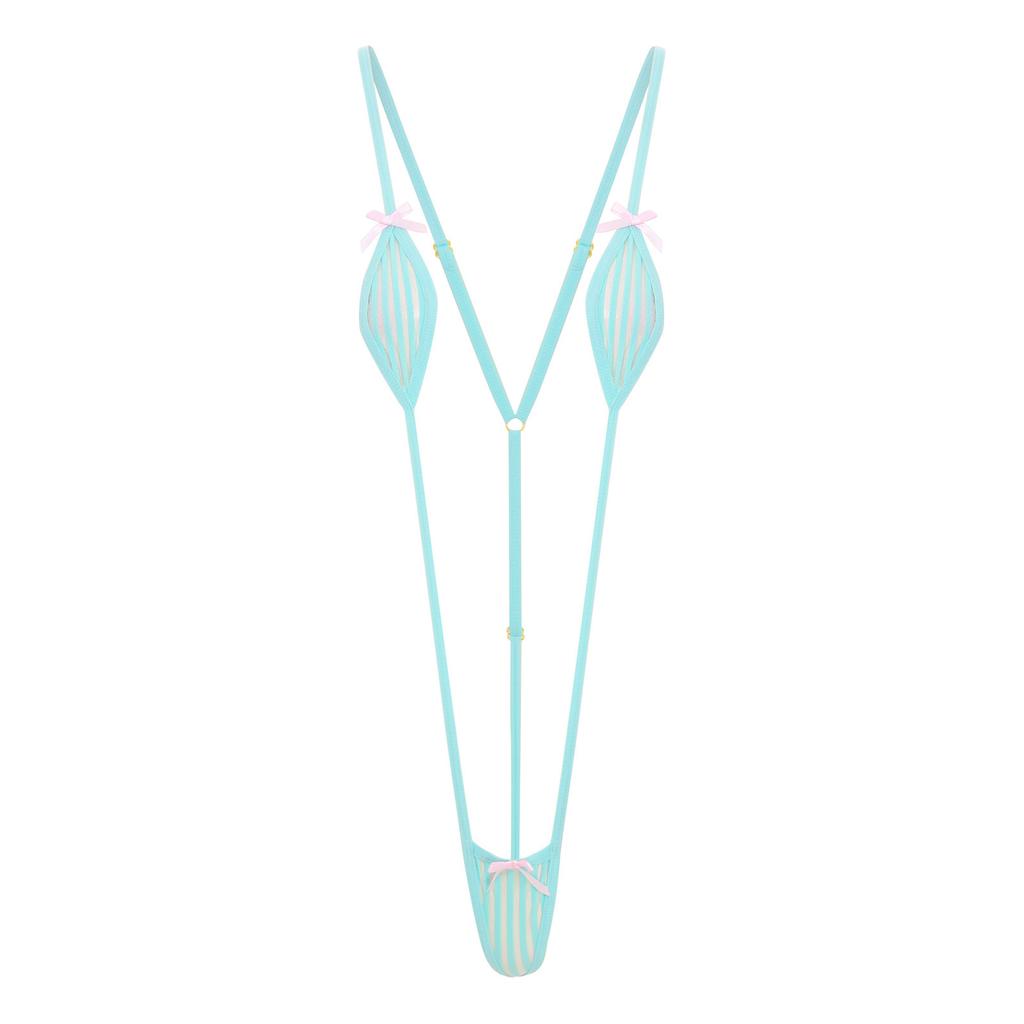 Damen Mikro-Bikini Neckholder Body T-Rücken Monokini Badebekleidung Nachtwäsche