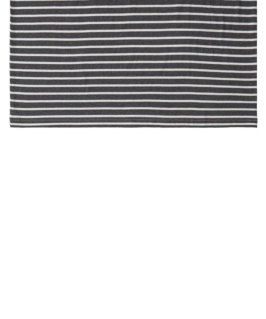 EXCONTAINER Ribbed Stripe Half Ringer T-Shirt (Cream Grey)