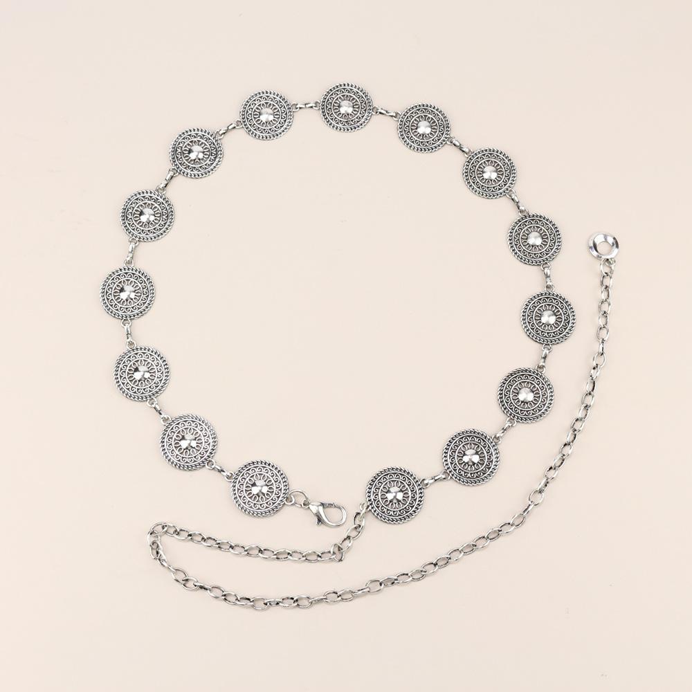 

Поясная цепочка женская с высоким чувством женская ретро серебристая летняя с юбкой круглая металлическая цепочка-ремень