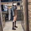 Coarse heel long tube western cowboy boots women's summer but knee long boots medium heel thick sole