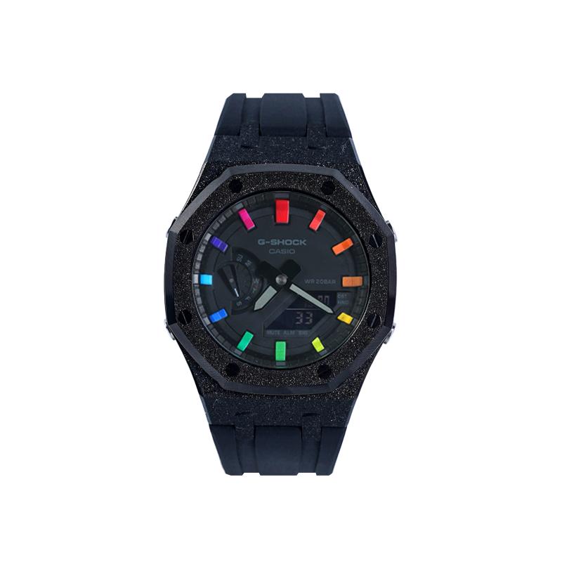 Casio Męski Zegarek Kryształowy, Analogowo-Cyfrowy, Seria Czarna GA-2100-1A1(Watch8--)