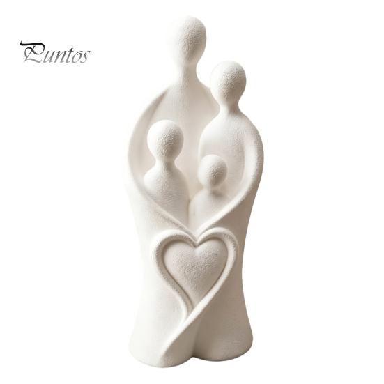 Anniversary Keepsake Present 3D Printed Family of Four Statue, Abstract Minimalist Sculpture with Heart Creative Housewarming Gifts Design,