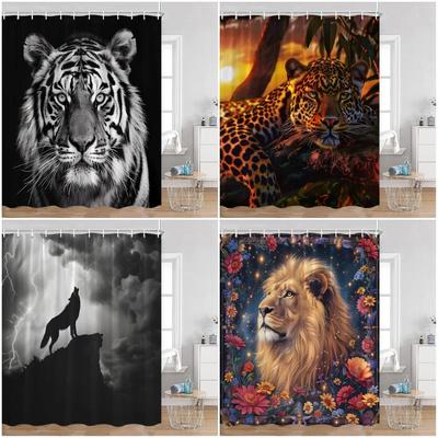Závěs do sprchy Divoká zvířata Tygr Jaguár Koupelna Vana Dělící závěs Moderní domácí dekorace 120x200cm