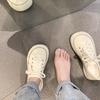 Ugly cute half-drag big-headed women's little white shoes milk Huhu niche summer versatile canvas 2025 new thick-soled ugly cute board shoes