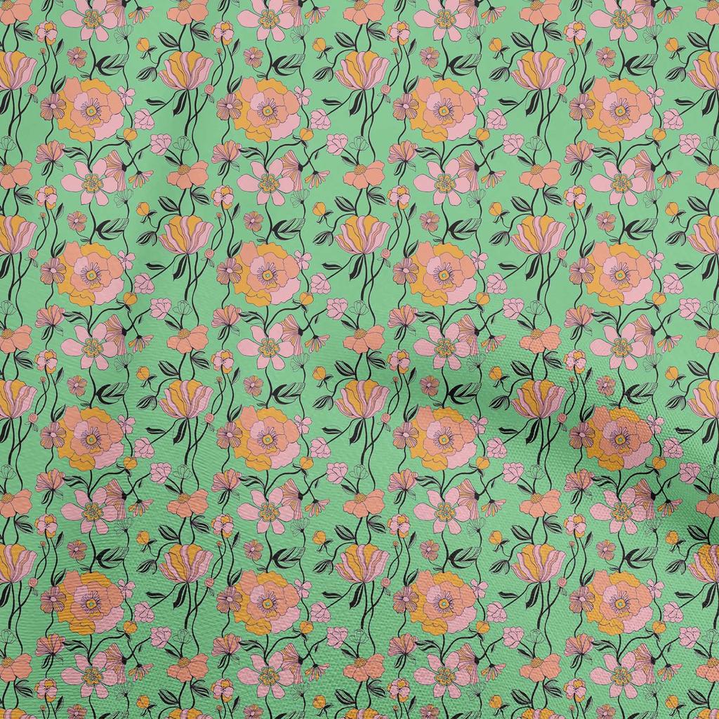 oneOone Cotton Flex Dusty Green Fabric Floral Quilting Supplies Print Sewing Fabric By The Yard 40 Inch