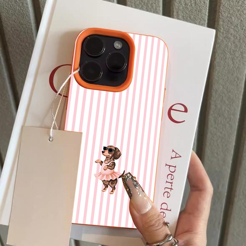 Dress Puppy Stripes Lychee Texture Silicone Phone Case For iPhone 17 Pro Max 14 Plus 11 12 13 14 15 16 Pro 17 Air Soft Cover
