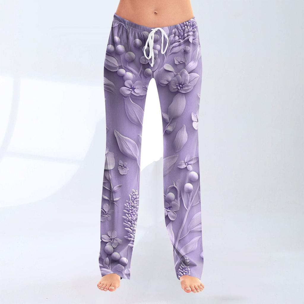 Women's Fashion Loose Casual Bow Printed Casual Pants