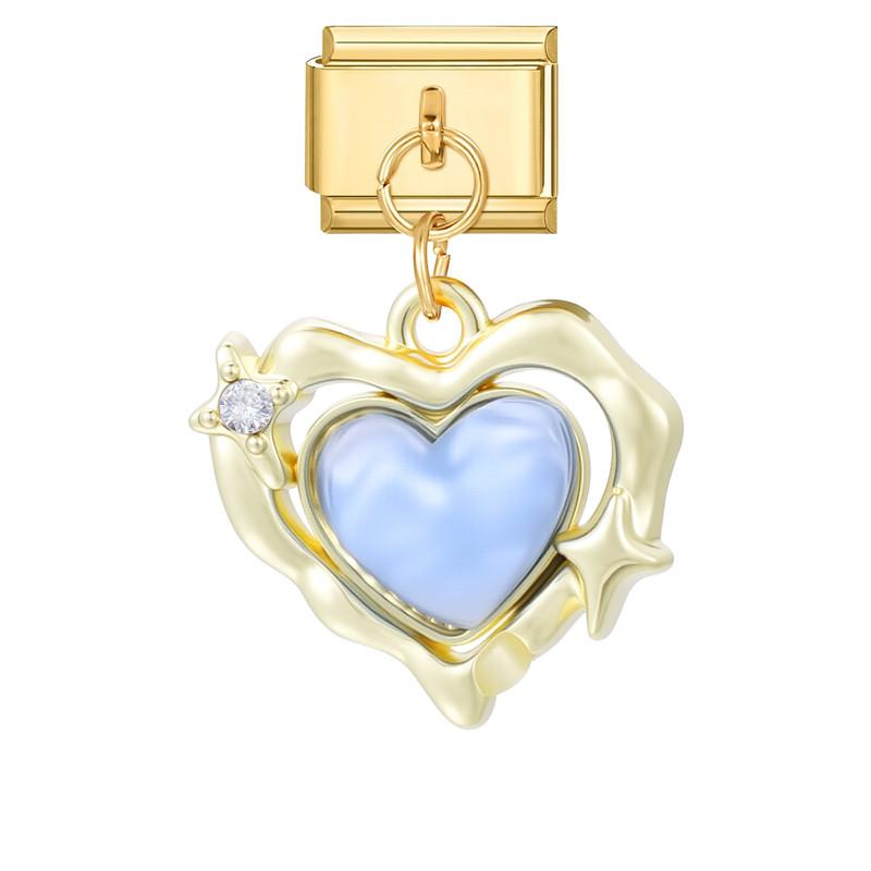 Vintage Pearls Zircon Bow Heart Butterfly Gold Color Pendant Italian Charm Links Stainless Steel Fit 9mm Bracelet DIY Jewelry