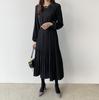 Available In Four Colors: 2023 Chic Korean Style Waist-Slimming Pleated Long Dress