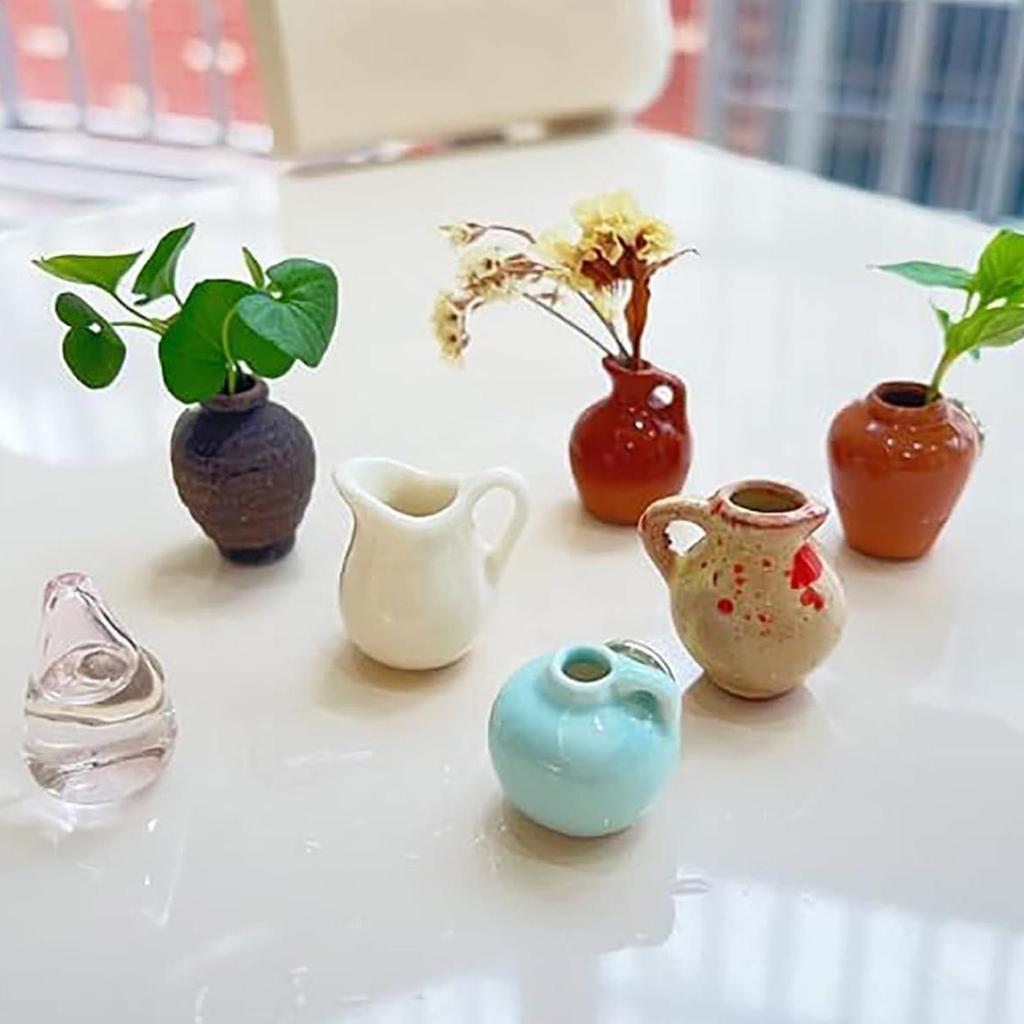 Vase Magnets for Fridge Tiny Plant Magnets Fridge Accessories 8 Pieces Resin Funny Plant Pots Kitchen Decor for Refrigerator