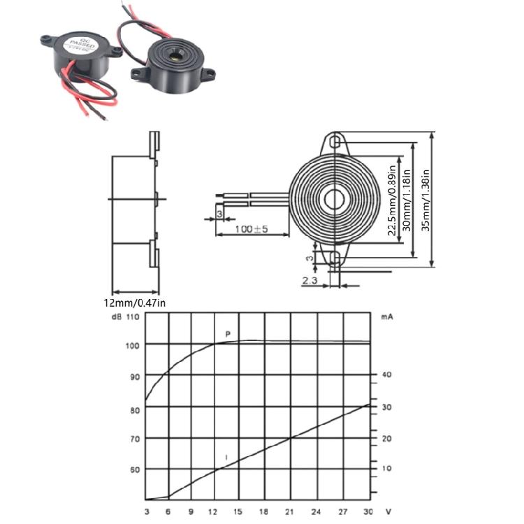 10-Unit SFM-20B Piezoelectric Buzzer Set, 87dB Continuous Sound Alarms Active Electronic Buzzer for Computers Timers