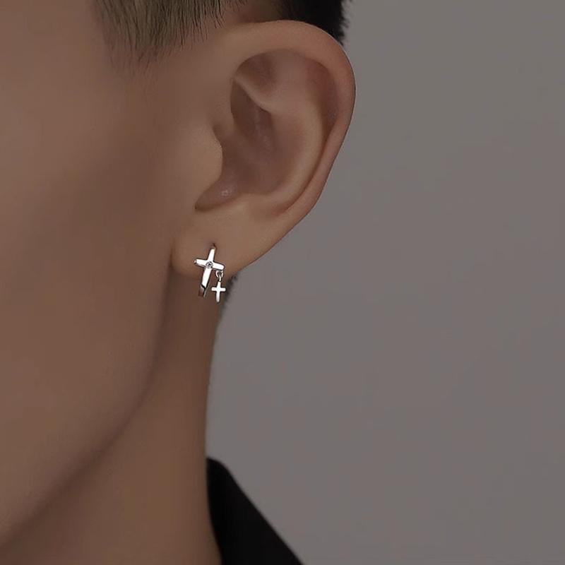 

ANENJERY Серебряный цвет крест кисточки кулон серьги для женщин мужчин личность прохладный ветер дизайн ювелирные изделия оптовая продажа вечеринка серебряный