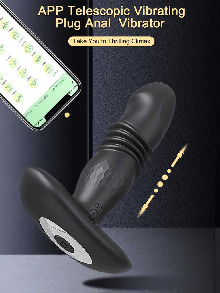 Thrusting Vibrator Telescopic Realistic Dildo Anal Plug Adult Sex Toys Anal Massager With Remotr Control 10 Thrusting & 10 Vibration Modes