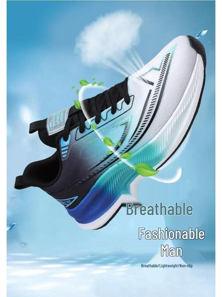 Men's Lightweight Mesh Sneakers: Breathable, Non-Slip, Fashionable, Casual Shoes with Thick Sole for Running.