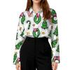 Women's Casual Christmas Print Long Sleeve Cardigan Top for Holiday Festive Wear