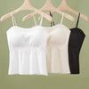 Women's Double Lined Tank Top Spaghetti Strap Sleeveless Camisole Shirts with Built-in Bra Summer Casual Slim Fit Basic T-shirt