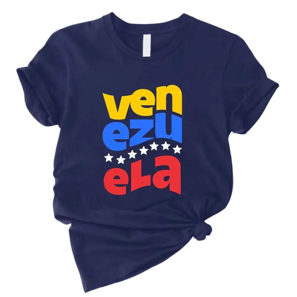 Cotton Shirt with Venezuelan Flag Printed on It Traditional South American Shirt 2026 Summer Fashion Women Cotton Loose Tshirt