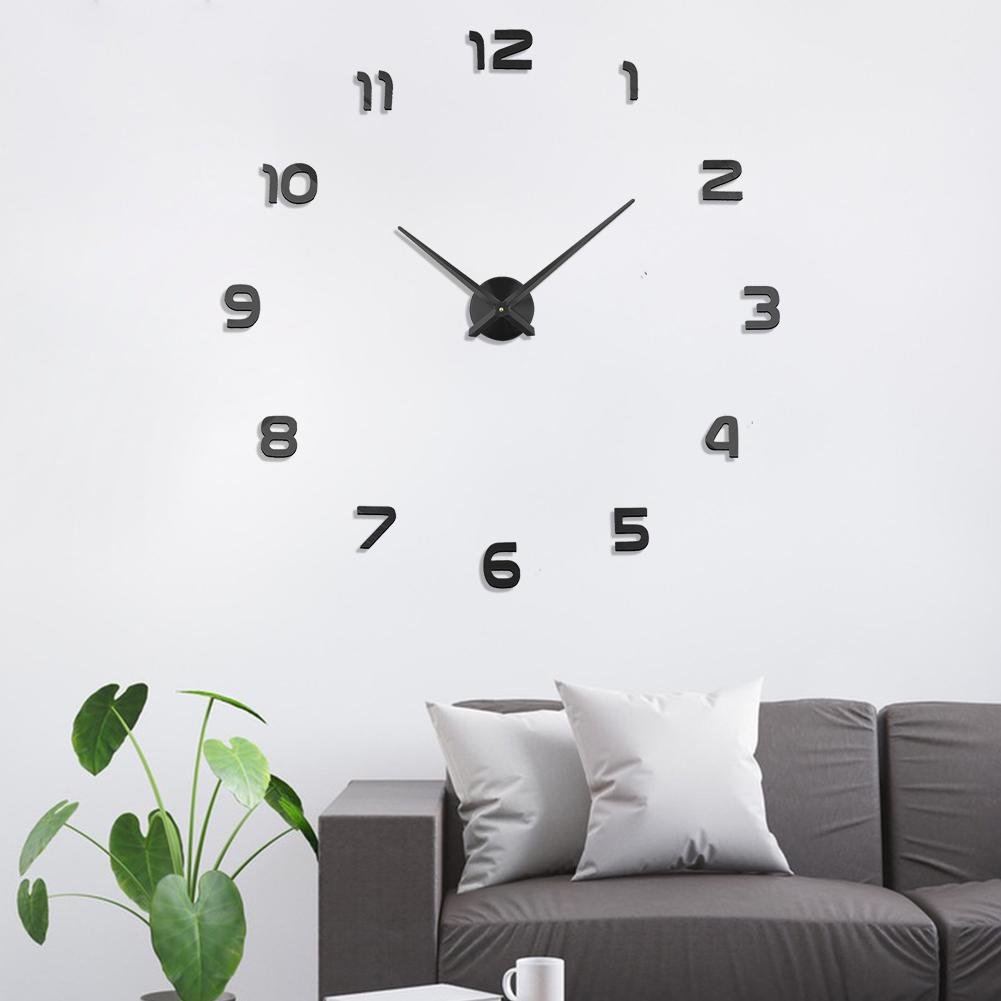City Art Unique Nordic Luxury Acrylic Sticker Silver Big DIY 3D Home Decoration Modern Wall Clocks Wall Horloge Reloj Pared