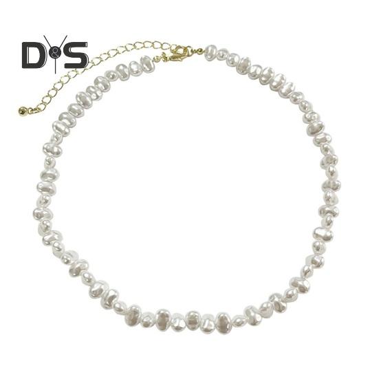 

Женское ожерелье в стиле ретро, ​​нерегулярный искусственный жемчуг, гладкий зажим-лобстер, регулируемая длина, однотонные украшения для шеи, вечерние, выпускной, колье для невесты белый