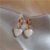 Delicate Sweet Pink Heart Shape Drop Earrings for Women Romantic Gold Color Geometry Hoop Earring Girls Party Daily Jewelry Gift