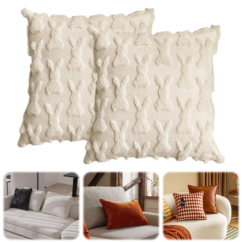 Easter Bunny Throw Pillow Covers Decorative Soft Plush Pillowcase 45x45cm Couch Cushion Case for Easter Decor Couch Sofa Bedroom