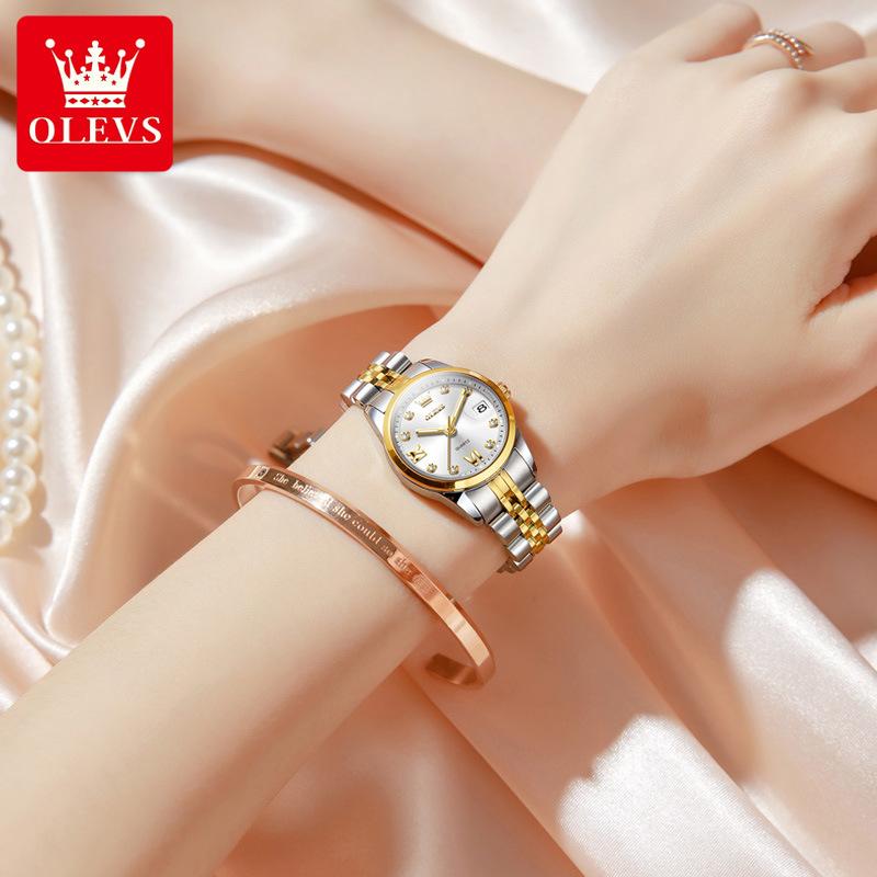 Womens Watches Elegant Fashion Pink/Purple Quartz Watch for Lady Stainless Steel Strap Waterproof