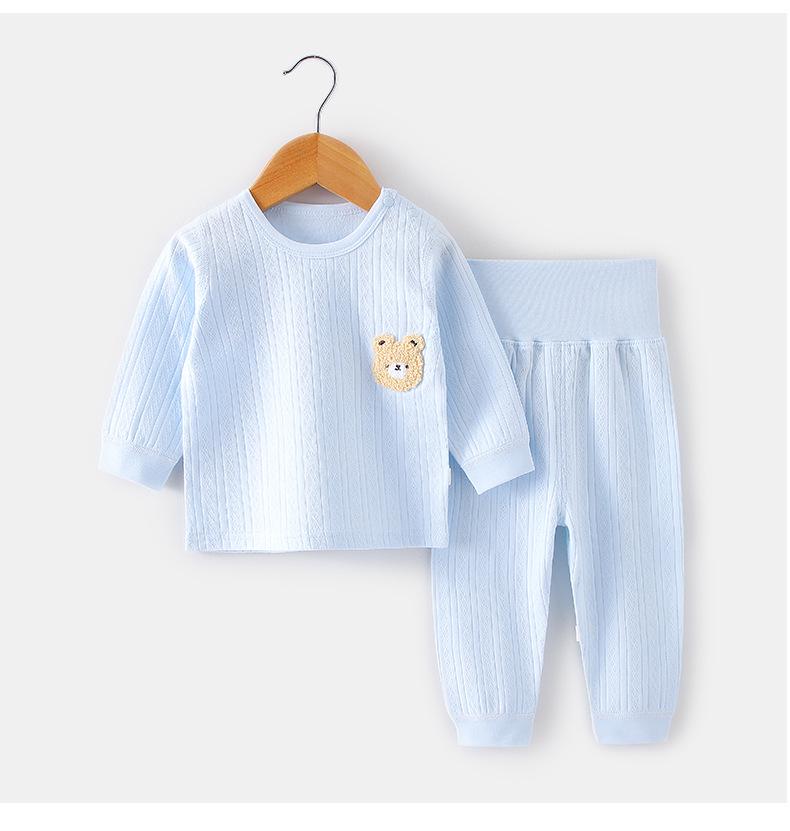 Children's Cotton Underwear Set: Wireless, High-Waisted Tummy Protection Pants, Toddler Autumn/Winter Two-Piece Base Layer.