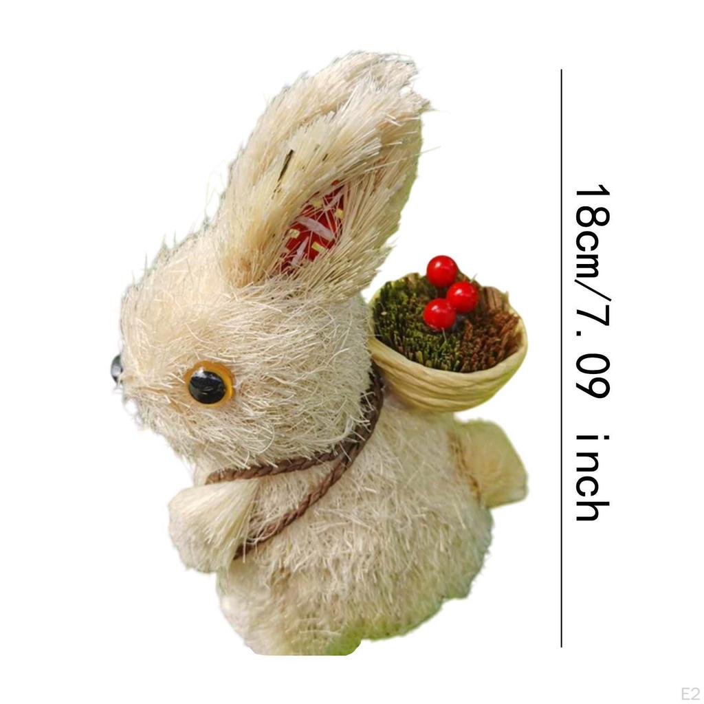Rabbit Ornament, Artisanal Animal Statue, Easter Decoration, Small Back Basket for Bedroom, Rear