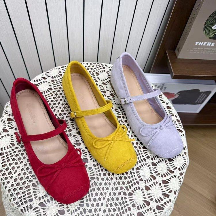 Bow shallow mouth heightening single shoes frosted dance shoes are not tired of feet heightening Mary Jane autumn new models