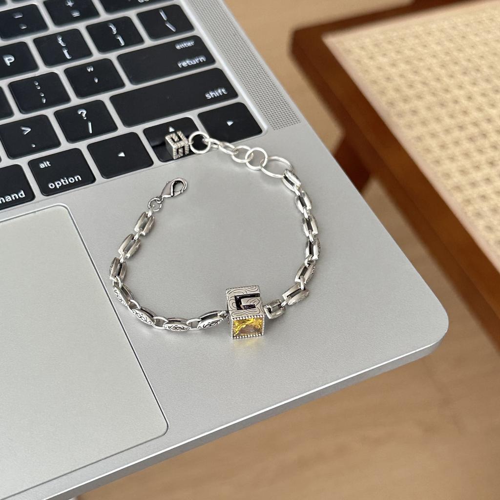 Retro Niche Design Lock Head Cross Bracelet Women'S Versatile Personality Thick Chain Bracelet Jewelry