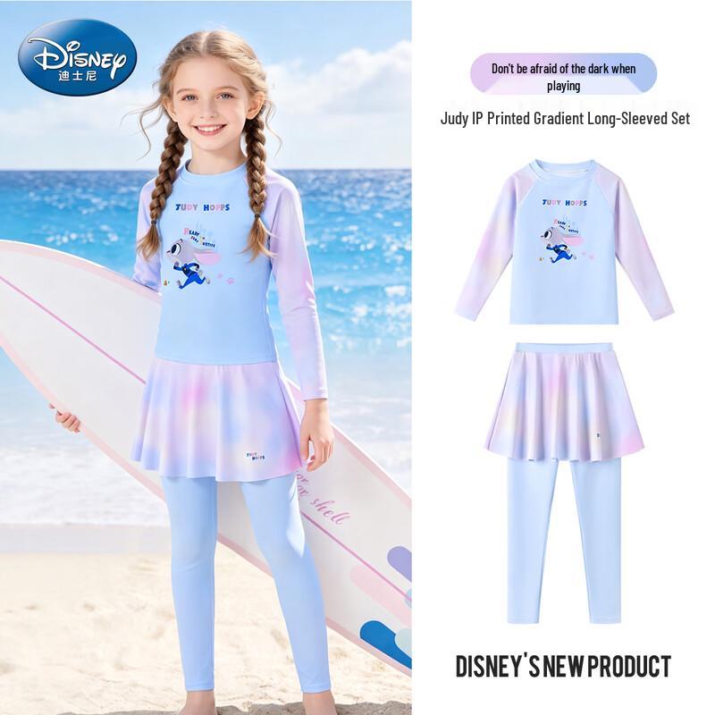 Disney Girls  Long-Sleeve Rash Guard Swimsuit Set 130
