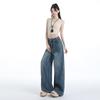 Women's High-Waisted Retro Straight-Leg Jeans - Loose, Slimming, Floor-Length Design for Autumn