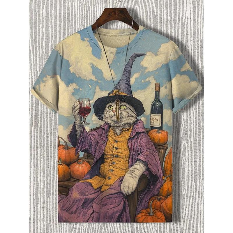 Unisex 2025 T Shirt Men Women Vintage Cartoon Cat 3d Printed T Shirts For Casual Fashion Funny Shirt Tops Tees Male Clothing 6xl