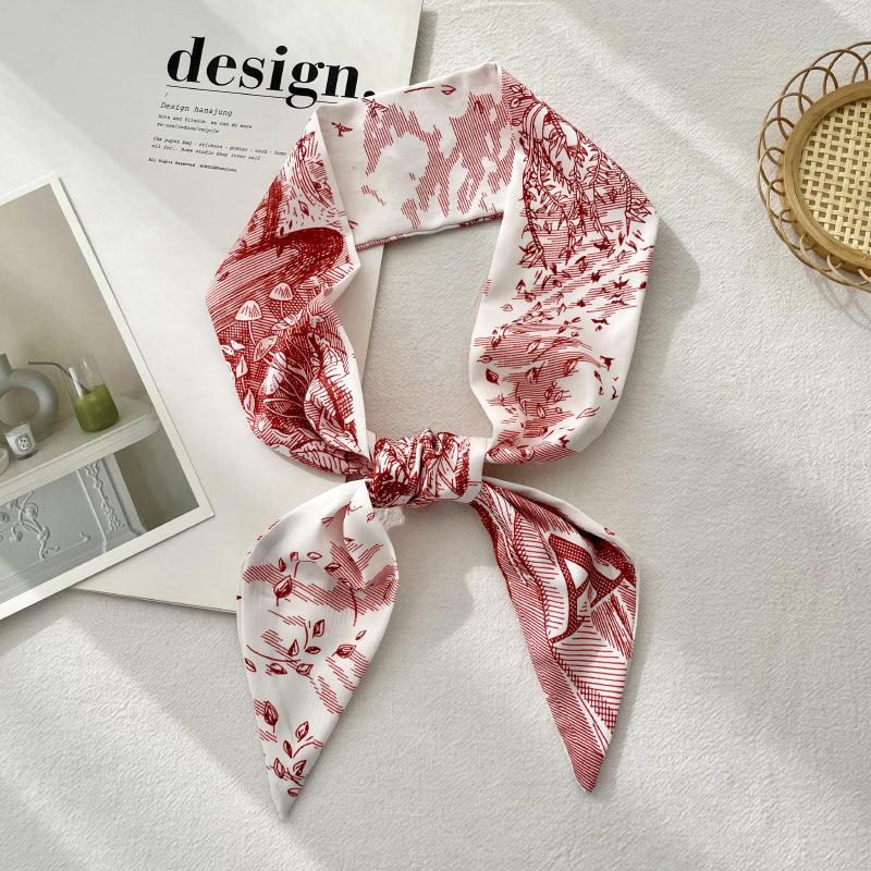 Long Silk Scarf Atmosphere New Thin Narrow Tie Bag Gift Strap Headband Small Tie