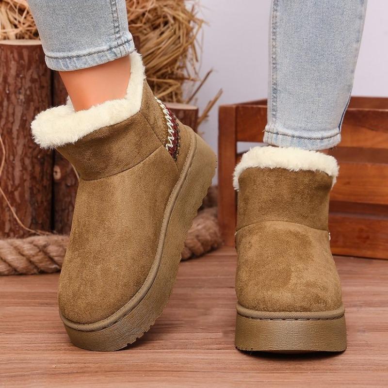 Women's Autumn-Winter Warm-Lined Thickened High-Top Snow Boots, Cozy Casual Footwear, Available In Large Sizes.
