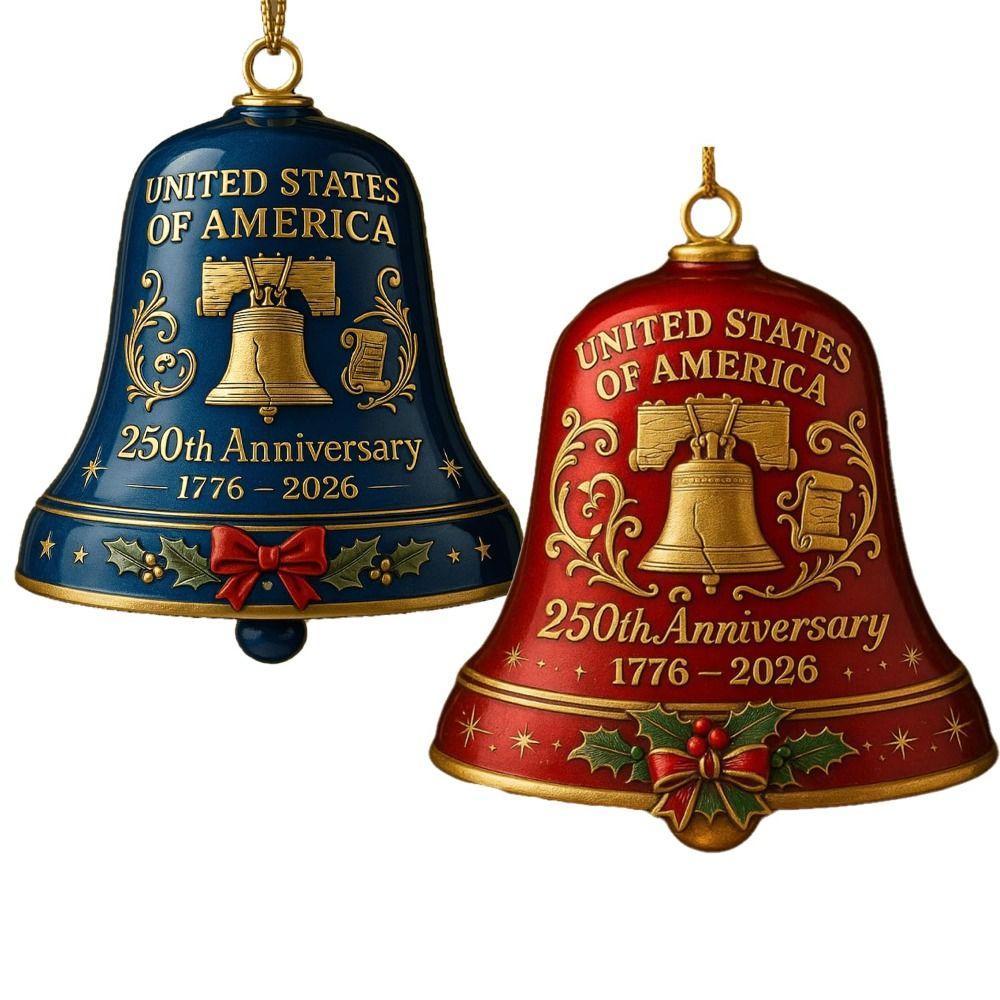 Vintage-Style 250th Anniversary Bell Ornament Portable Decoration with Commemorative Detailing Metal Hanging Bell