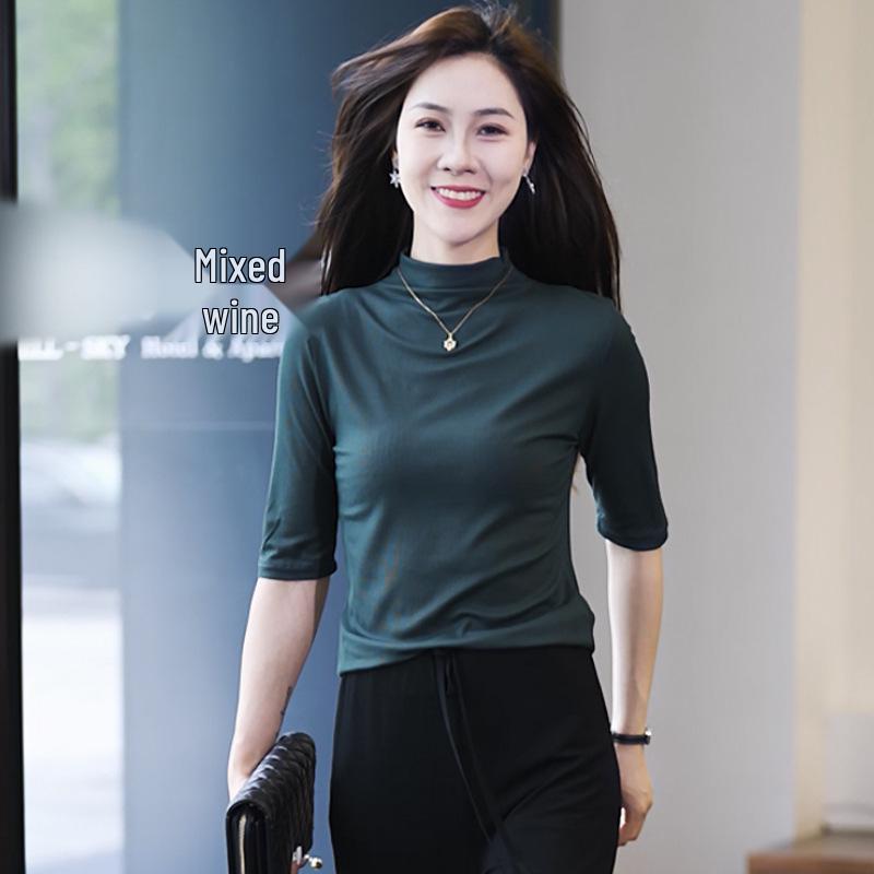 Modal Mid-Sleeve Women's Shirt - 2025 Spring/Summer Style, Five-Seven Sleeve Top, Casual T-Shirt.