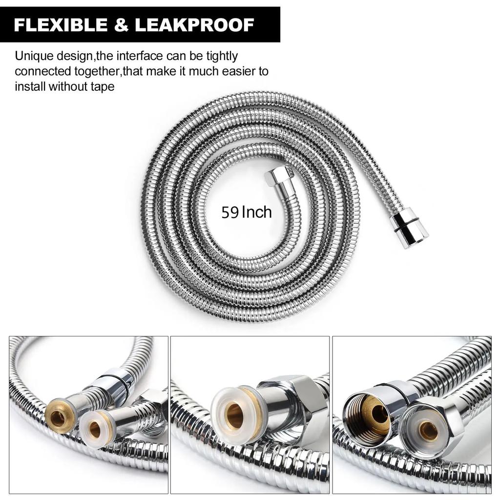Luxury High Quality Stainless Steel Thread 1.5M Shower Hose Flexible Metal Shower Tube Shower Flexible Hose