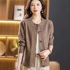 Round Neck Sweater Jacket Women's Spring and Autumn Loose Outer Top Large Size Western Style Short Knitted Cardigan