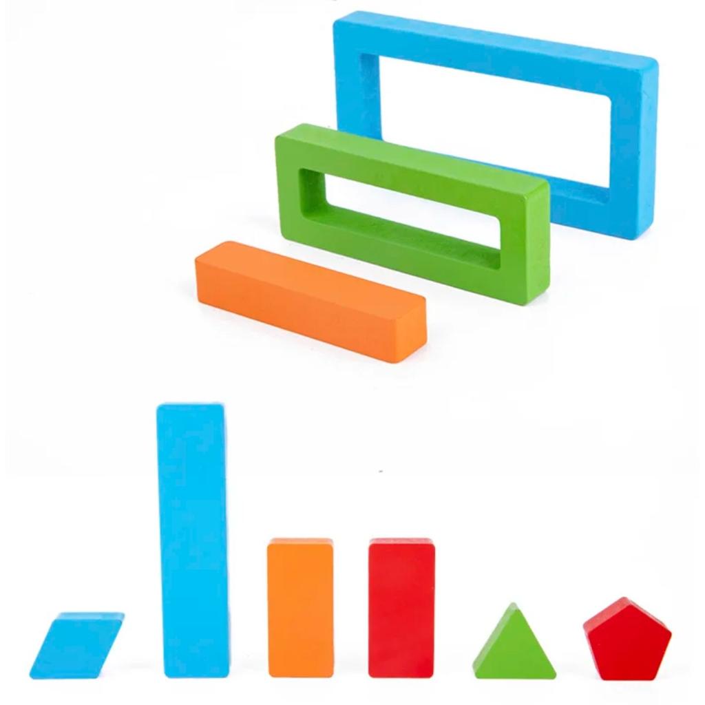 Wooden Toys DIY Assembled Rainbow Building Blocks Set Children Montessori Early Learning Stacked Balance Educational Toys