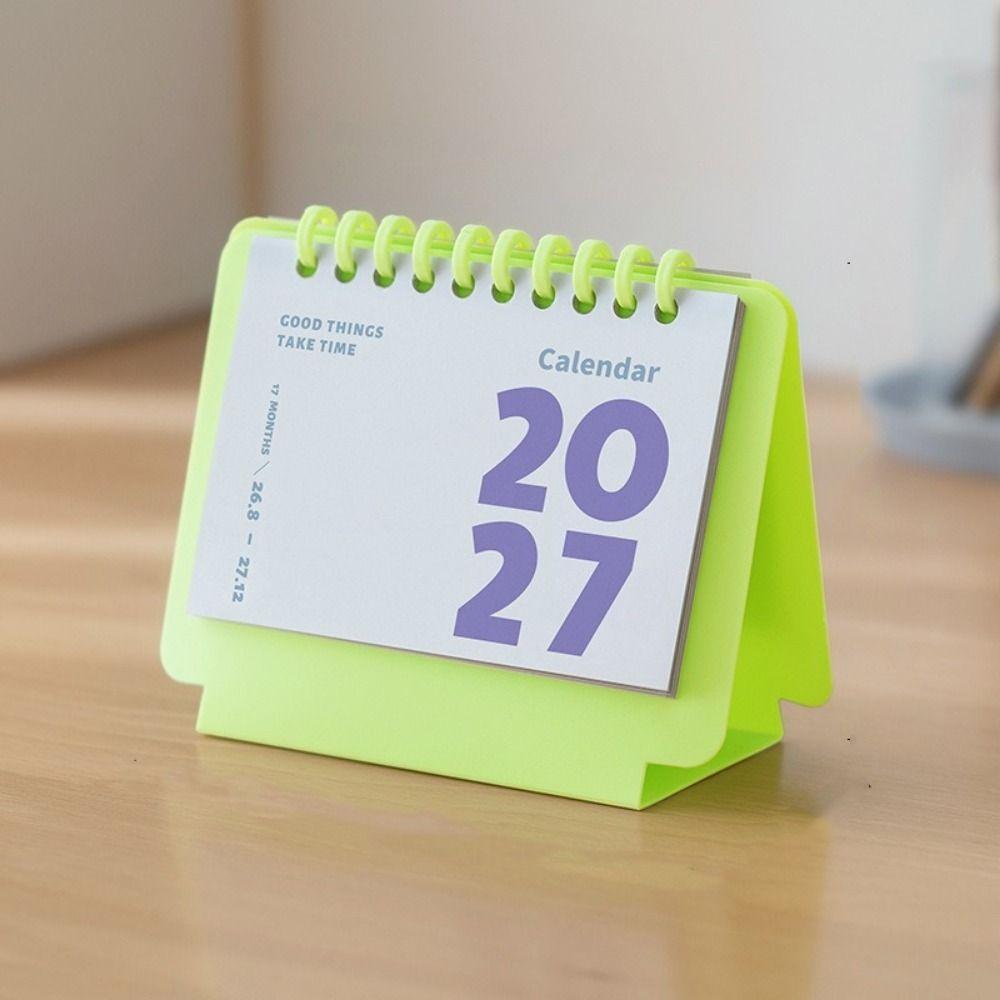 Portable 2027 Mini Desk Calendar Coil Calendar Daily Planning Calendar Desktop Decoration