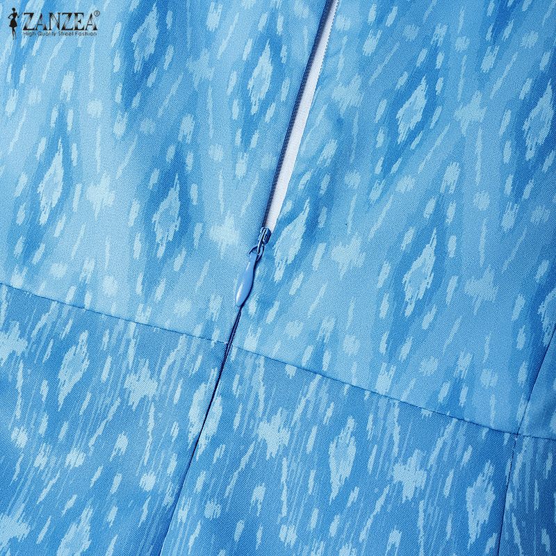 ZANZEA Women Summer Casual Short Sleeve Retro Print Dress