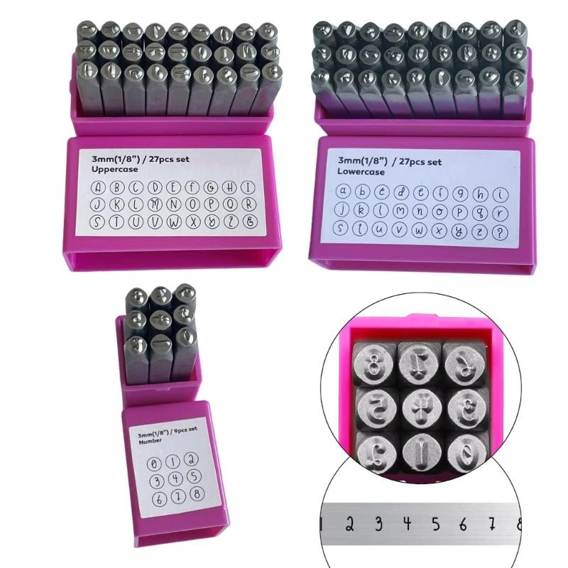 Professional 3mm Steel Letter Number Stamper Metal Handle Leather Punches Carving Tool For Leather Craft Jewelry Making