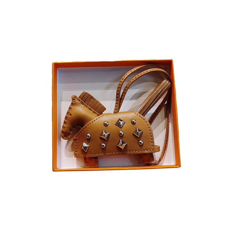 Soft Leather Pony Pendant, Car Pendant, Key Pendant, Handmade Leather New Rivets War Horse Bag Charm, Bag Charm Leather