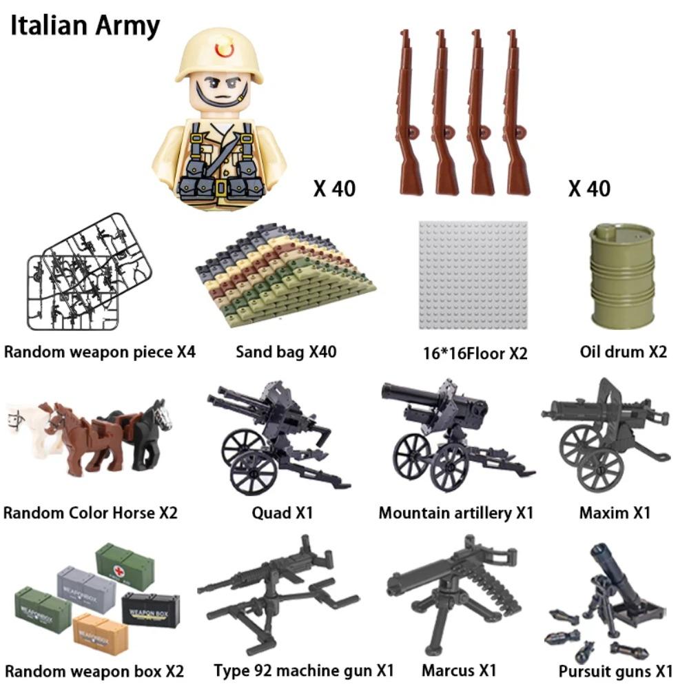 WWII Infantry Military Soldier War National Army Mini Gun Weapon Models Building Blocks Building Blocks Toys for Kids