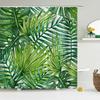 3D Printed Green Tropical Plants Shower Curtains Bathroom Waterproof Polyester Leaves Bath Curtain Shower Curtain Bath Screen