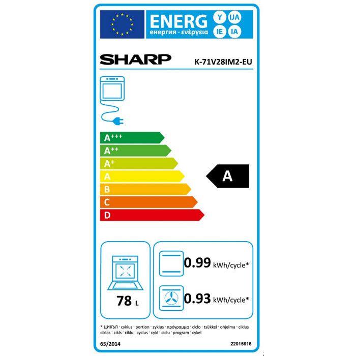 Four électrique encastrable - SHARP - K71V28IM2 - Pyrolyse - Chaleur tournante - Porte froide